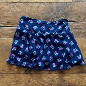 Crewcuts Navy Skirt with Pink Floral Pattern